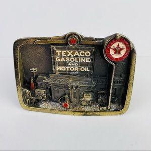 Texaco Gasoline & Motor Oil Brass Plated Belt Buckle Great American Buckle Co